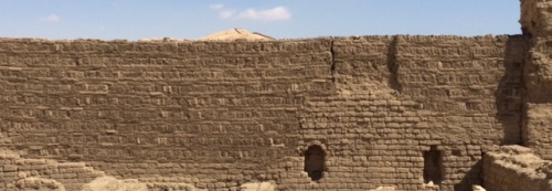 A typical completed mud brick wall before plastering.